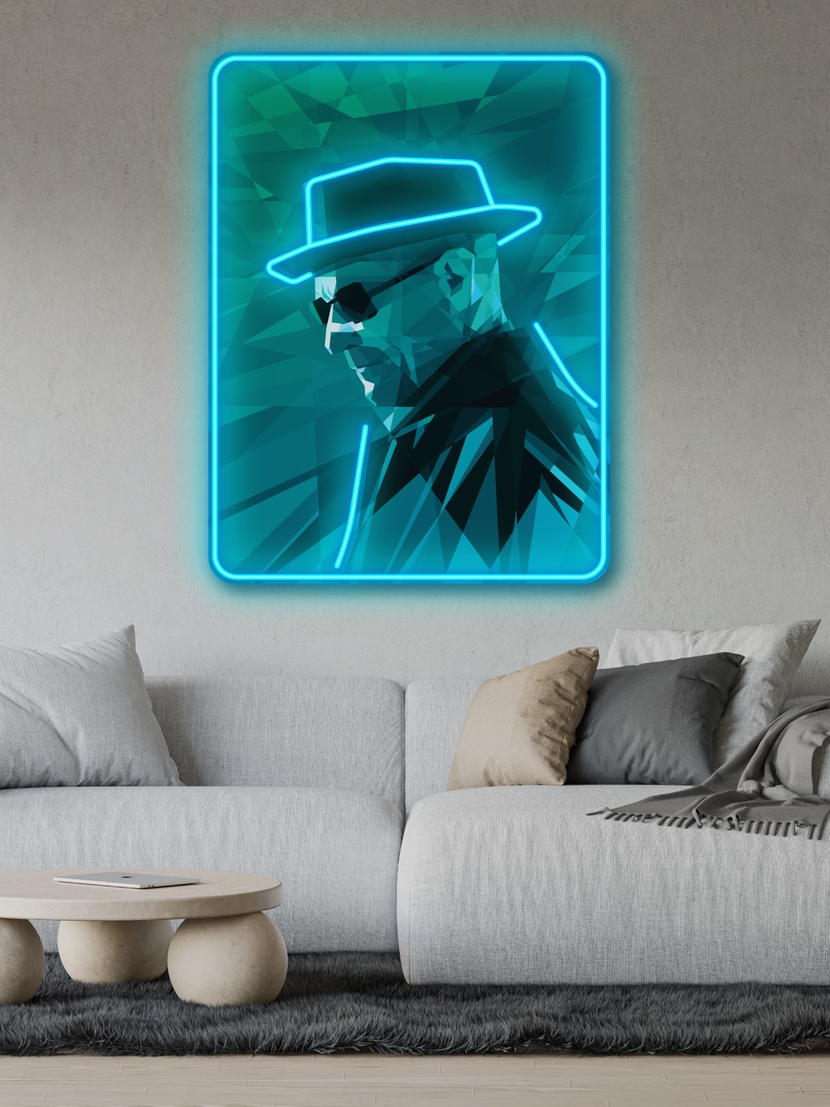 Exclusive Heisenberg LED Wall Art - Transform your space with this striking Breaking Bad-inspired neon wall decor featuring the iconic silhouette. Perfect for TV series fans and modern art collectors!
