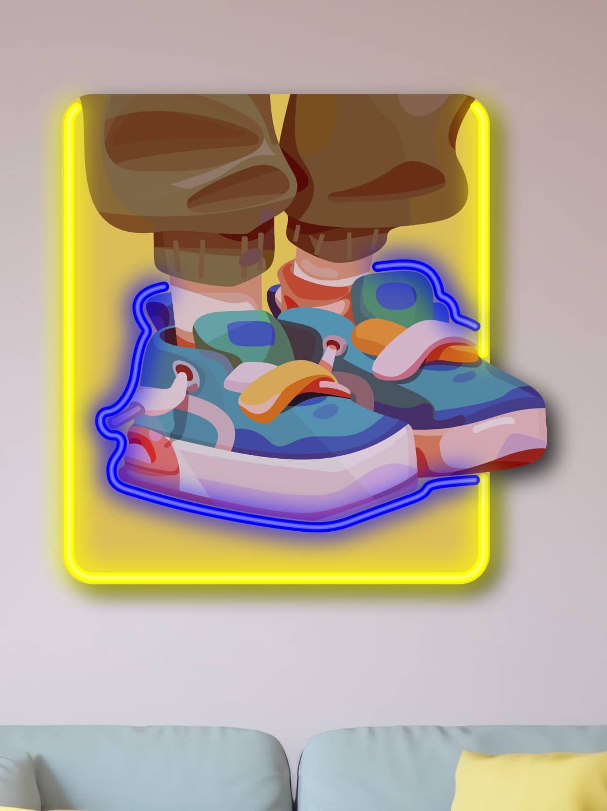 Stylish “Sneakers” neon art for streetwear lovers. LED wall decor with vibrant neon accents. Perfect for sneakerheads, hip-hop fans, and urban culture enthusiasts. Trendy illuminated artwork for modern spaces.