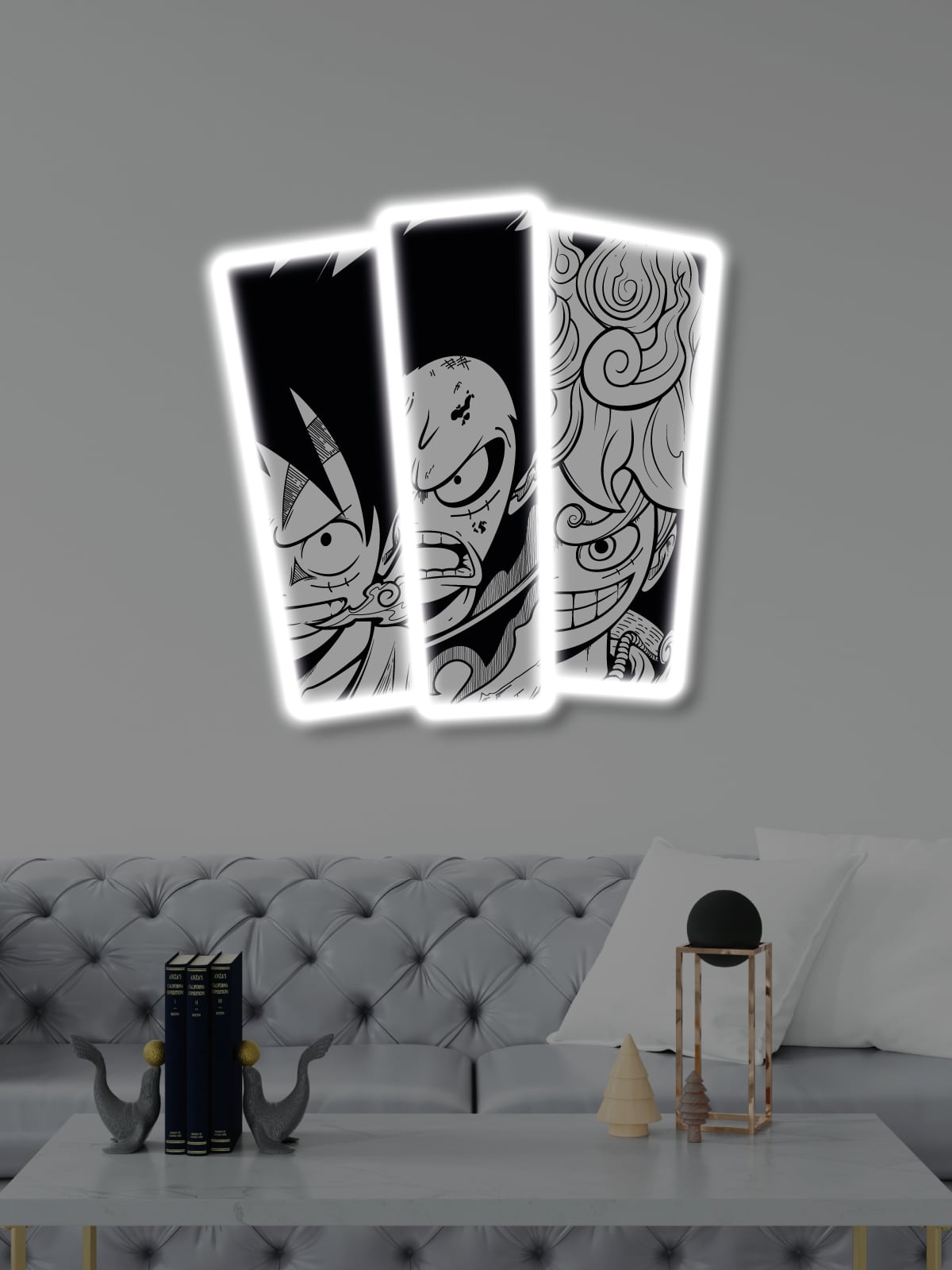 Exclusive Luffy Gears LED Neon Wall Art - Transform your space with this striking One Piece anime wall decor featuring Luffy's iconic transformations. Perfect for anime collectors and fans!