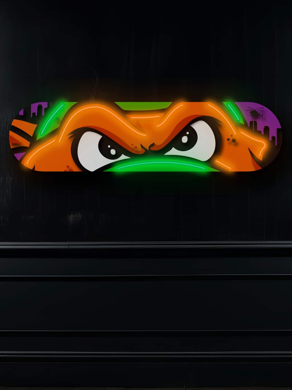 Exclusive Michelangelo TMNT LED Neon Skateboard Art – Transform your space with this vibrant Teenage Mutant Ninja Turtles wall decoration. Perfect for comic fans and pop culture collectors!