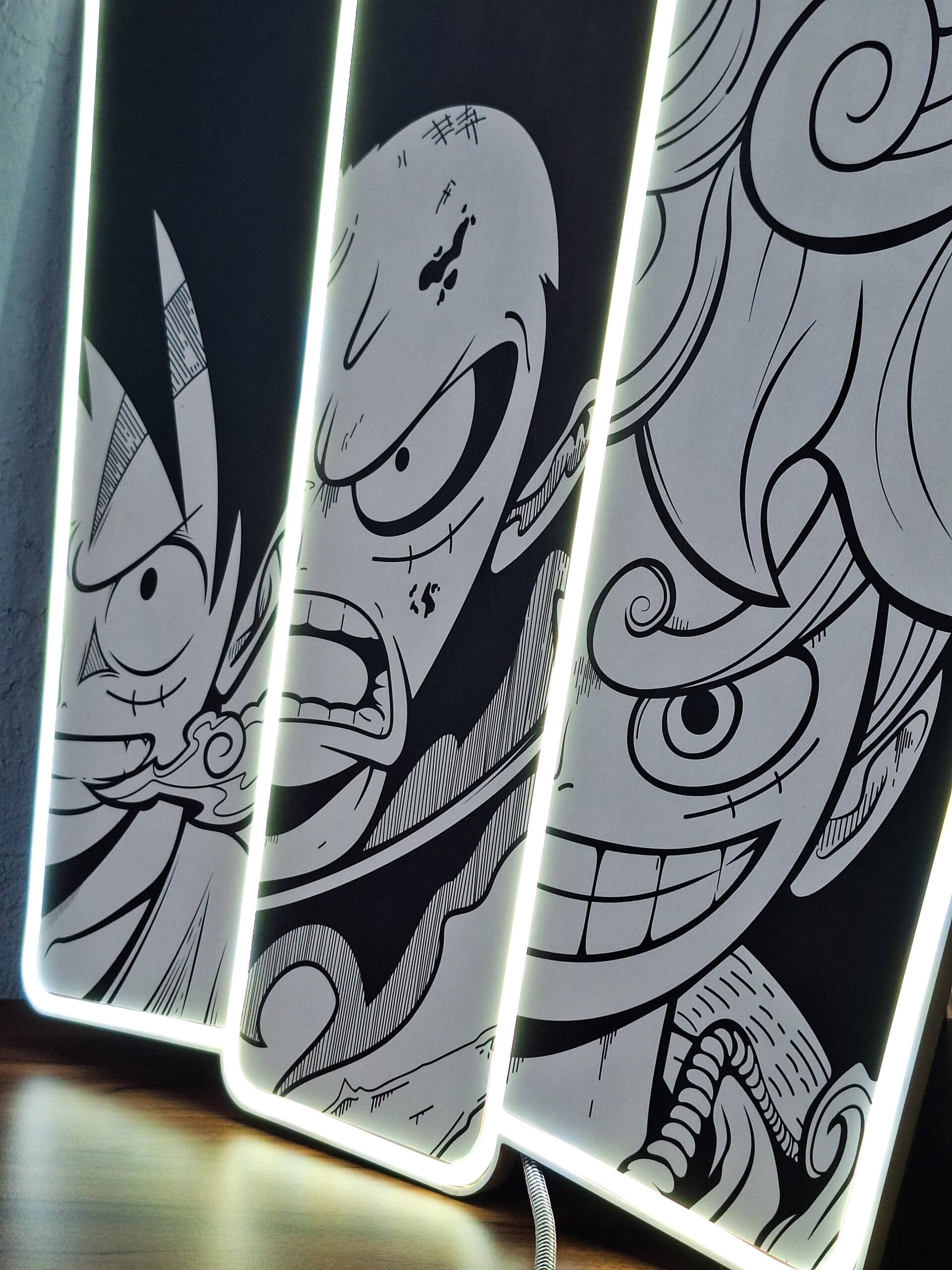 Exclusive Luffy Gears LED Neon Wall Art - Transform your space with this striking One Piece anime wall decor featuring Luffy's iconic transformations. Perfect for anime collectors and fans!