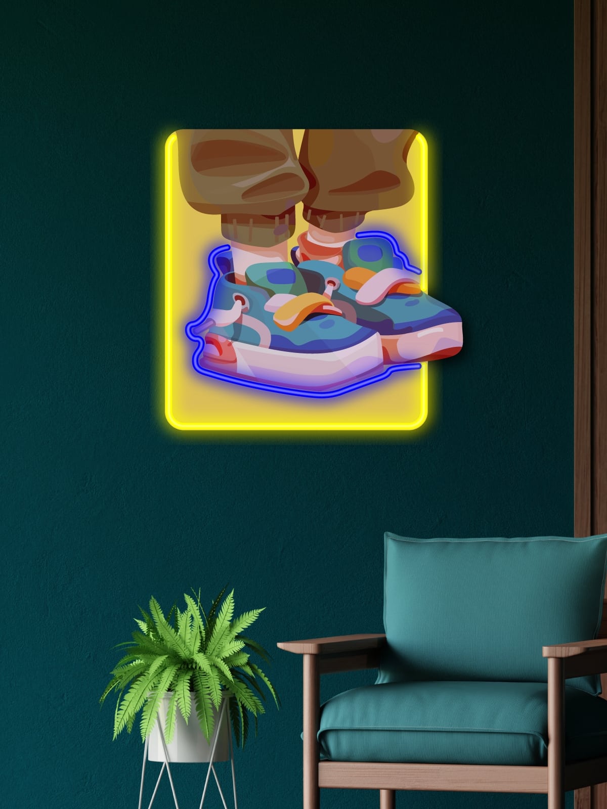 Stylish “Sneakers” neon art for streetwear lovers. LED wall decor with vibrant neon accents. Perfect for sneakerheads, hip-hop fans, and urban culture enthusiasts. Trendy illuminated artwork for modern spaces.